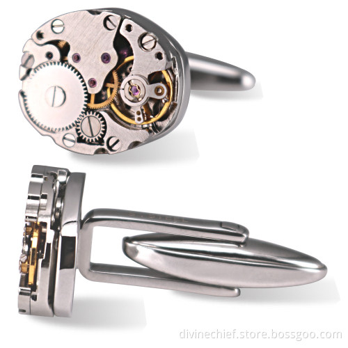 316L Stainless Steel Movement Cufflinks , Wholesale Custom Men Watch Movement Cufflinks